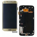 Дисплей для Samsung G925F Galaxy S6 EDGE, золотистий, з тачскріном, з рамкою, оригінал (переклеєне скло)
