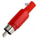 RCA штекер на кабель червоний колір пластик
