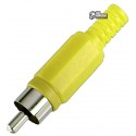 RCA штекер на кабель желтый пластик WTY0061E