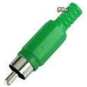 RCA штекер на кабель зелений колір пластик