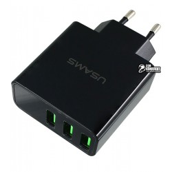 Сетевое зарядное устройство USAMS US-CC035 3USB LED Display черное