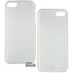 Чехол защитный Swarovski для Apple iPhone 5, 5s, 5SE, 5g, силиконовый, со стразами, прозрачный