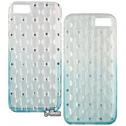 Чехол защитный Swarovski для Apple iPhone 5, 5s, 5SE, 5g, силиконовый, со стразами, голубой