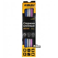 Термоклей цветной D7 мм, 200 мм, набор 12шт