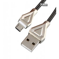Кабель Micro USB - USB, Hoco U25 Golden Armor, круглый, в металлической оплетке, 1 метр, серый