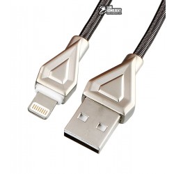 Кабель Lightning - USB, Hoco U25 Golden Armor, для iPhone 5/6/7, круглый, 1 метр, в металлической оплетке