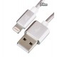 Кабель Lightning - USB, Hoco UPF01 MFI (Apple iOS authorized), для iPhone 5/6/7, круглый, 1 метр, в тканевой оплетке, серебро