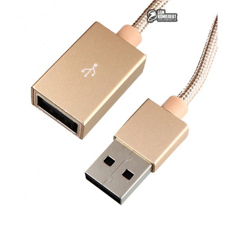 Кабель удлиннитель USB - USB, Hoco UA2, usb2.0, золотой