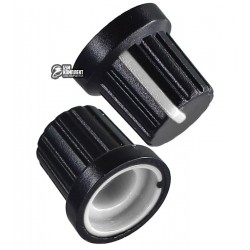 Ручка AG9 для потенциометра черная с БЕЛОЙ вставкой, произв. Китай Ручка AG9 для потенциометра черная с БЕЛОЙ вставкой, произв. Китай