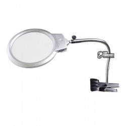 Линза настольная MG15120-C с подсветкой, на гибком держателе с прищепкой 2X,5X D130мм Линза настольная MG15120-C с подсветкой, на гибком держателе с прищепкой 2X,5X D130мм