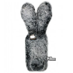 Чехол защитный Kisscase для iPhone 7 / 8, меховой кролик, серый