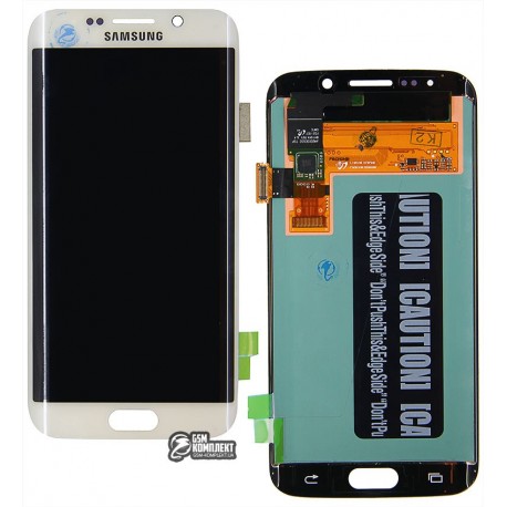 Дисплей для Samsung G925F Galaxy S6 EDGE, білий, з сенсорним екраном (дисплейний модуль)
