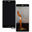 Дисплей для Huawei P9, черный, с тачскрином, (лого для Huawei), оригинал (переклеено стекло), EVA-L09 (Single SIM); EVA-L19, EVA-L29 (Dual SIM)