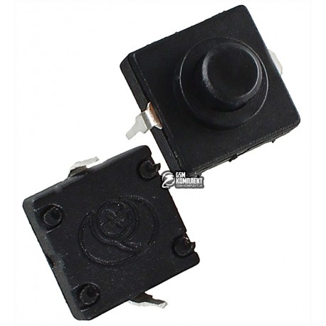 Кнопка для фонарика 12x12x9,4 с фиксацией ON-OFF 2 pin 112D