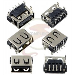 Гнездо USB-A угловое перевернутое короткое SMD