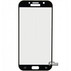 Загартоване захисне скло для Samsung A720 Galaxy A7 (2017), 3D, с закругленными углами, 0,26 мм 9H, чорне