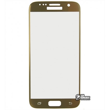 Закаленное защитное стекло для Samsung G930 Galaxy S7, 0,26 мм 9H, 3D золотое