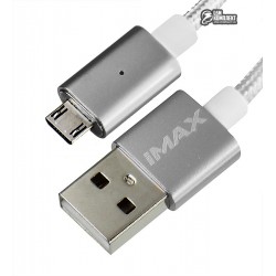Кабель microUSB, Metal Magnetic, магнитный, 1 метр, 2A, в тканевой оплетке