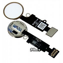 Шлейф для Apple iPhone 7, iPhone 7 Plus, золотистый, кнопки меню, с пластиком