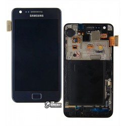 Дисплей для Samsung I9105 Galaxy S2 Plus, синій, з сенсорним екраном (дисплейний модуль),з рамкою