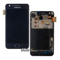 Дисплей для Samsung I9105 Galaxy S2 Plus, синий, с рамкой, с сенсорным экраном (дисплейный модуль), original (PRC)