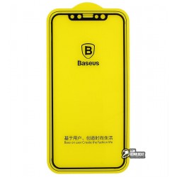 Закаленное защитное стекло Baseus 0.2mm Silk-screen Tempered Glass Film для iPhone X, черное