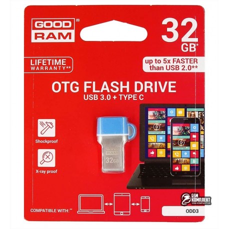 Флешка 32 Gb Goodram ODD3, USB3,0 + OTG Type-C