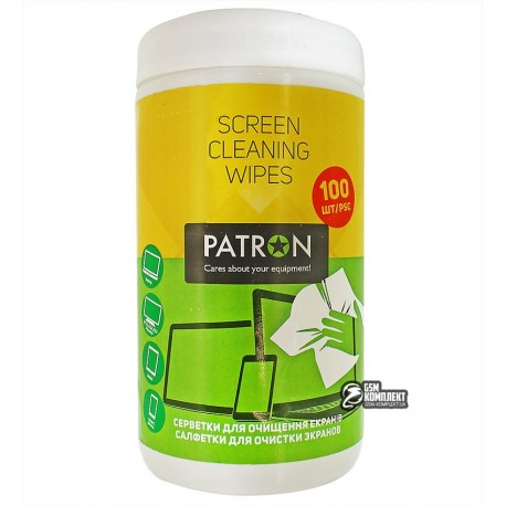 Влажные салфетки для чистки экранов PATRON (Туба 100шт) F4-001