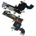 Шлейф для iPhone 6S, чорний, конектора зарядки, конектора навушників, з компонентами, з мікрофоном