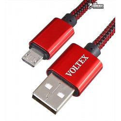 Кабель Micro-USB - USB, Voltex, 1 метр, 2.1A, в тканевой оплетке