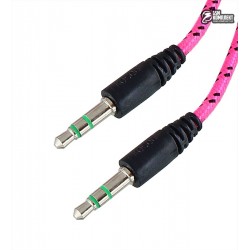 Кабель AUX MinI-jack 3.5 мм, 1 метр, в тканевой оплетке, синий