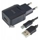 Сетевое зарядное устройство Hoco C22A, 1USB + Micro-USB кабель, черное