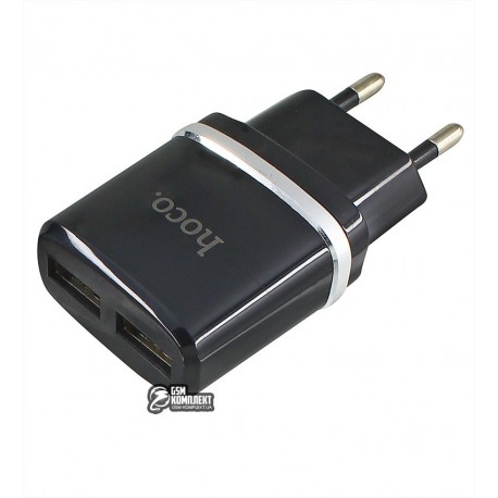 Сетевое зарядное устройство HOCO C12, 2USB 2,4A, черное Сетевое зарядное устройство HOCO C12, 2USB 2,4A, черное