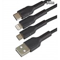 Кабель Lightning + Micro-USB + Type-C - USB, Hoco U31 Benay one pull three, чорний