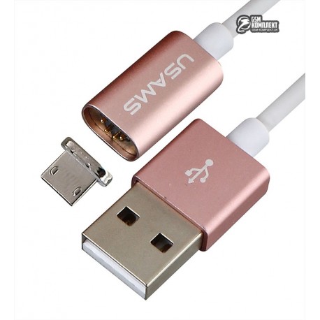 Кабель Micro-USB - USB, Usams US-SJ036 Magnet U-Link Series, магнитный, rose golden