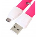 Кабель Micro-USB - USB, Remax Full Speed2, плоский товстий, 1 метр, рожевий колір