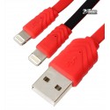 Кабель перехідник USB на 2 Lightning (male) HOCO UPL10, червоний колір