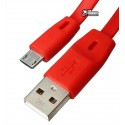 Кабель Micro-USB - USB, Voltex плоский, 1 метр, різні кольори