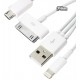 Кабель Micro-USB+Lightning+Apple 30 pin - USB, 2 в1, для Android и iPhone 4/5/6