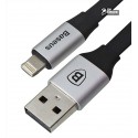 Кабель Lightning - USB, Baseus Portable Cable, короткий, 23 см, плоский, срібло