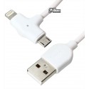 Кабель Micro-USB+Lightning - USB, HOCO X10 STARFISH dual connector , Белый