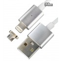 Кабель Micro-USB + Lightning - USB, 2 в1, Metal Magnetic, магнітний, 1 метр, 2A