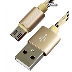 Кабель Micro Usb, Yoobao YB-423, тканевая оплетка, 1м, золотой