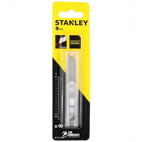 Лезвия сменные STANLEY 10 шт для канцелярского ножа 9мм