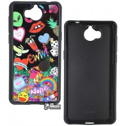 Чохол для Huawei Y5 (2017), Y5 III, з плаваючими блискітками, силіконовий, чорний