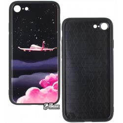 Чехол защитный для iPhone 7 / iPhone 8, с принтом, стекло+силикон,, ST1924