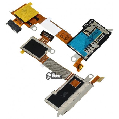 Конектор SIM-карти для Sony D2305 Xperia M2, D2306 Xperia M2, для однієї SIM-карти, з конектором карти пам яті, зі шлейфом