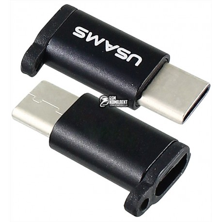 Переходник с Micro USB (male) на Type-C (female) Usams US-SJ153 с прорезью под ремешок