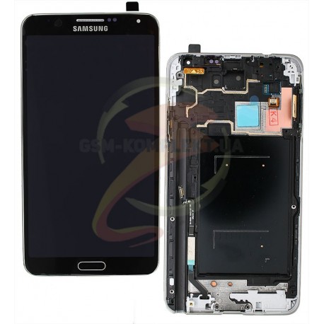 Дисплей для Samsung N900 Note 3, N9000 Note 3, серый, с рамкой, с сенсорным экраном (дисплейный модуль), original (PRC)
