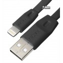 Кабель Lightning - USB, Remax Full Speed плоский, 2 метра черный